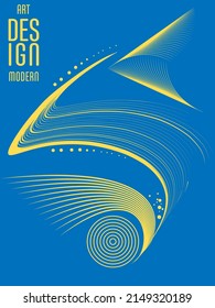 Poster with abstract lines in the colors of the flag of Ukraine. Can be used for brochures, covers, t-shirt printing
