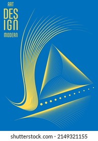Poster with abstract lines in the colors of the flag of Ukraine. Can be used for brochures, covers, t-shirt printing
