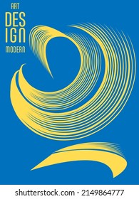 Poster with abstract lines in the colors of the flag of Ukraine. Can be used for brochures, covers, t-shirt printing
