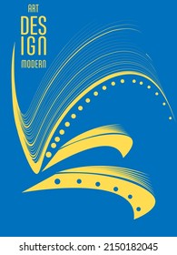 Poster with abstract lines in the colors of the flag of Ukraine. Can be used for brochures, covers, t-shirt printing

