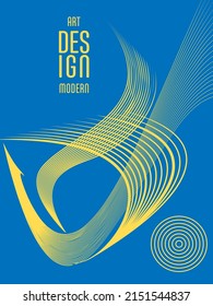 Poster with abstract lines in the colors of the flag of Ukraine. Can be used for brochures, covers, t-shirt printing
