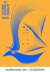 Poster with abstract lines in the colors of the flag of Ukraine. Can be used for brochures, covers, t-shirt printing
