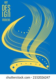 Poster with abstract lines in the colors of the flag of Ukraine. Can be used for brochures, covers, t-shirt printing
