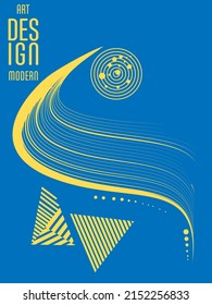 Poster with abstract lines in the colors of the flag of Ukraine. Can be used for brochures, covers, t-shirt printing
