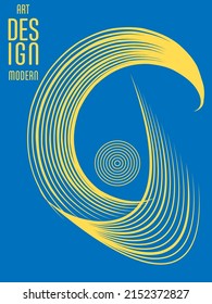 Poster with abstract lines in the colors of the flag of Ukraine. Can be used for brochures, covers, t-shirt printing
