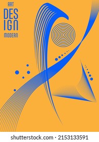 Poster with abstract lines in the colors of the flag of Ukraine. Can be used for brochures, covers, t-shirt printing