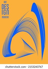 Poster with abstract lines in the colors of the flag of Ukraine. Can be used for brochures, covers, t-shirt printing