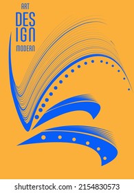 Poster with abstract lines in the colors of the flag of Ukraine. Can be used for brochures, covers, t-shirt printing