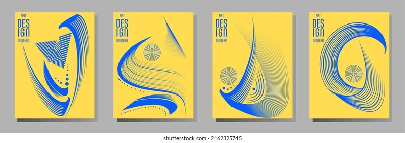 Afiche con líneas abstractas en los colores de la bandera de Ucrania. Se puede utilizar para folletos, portadas e impresión de camisetas