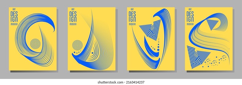 Poster with abstract lines in the colors of the flag of Ukraine. Can be used for brochures, covers, t-shirt printing