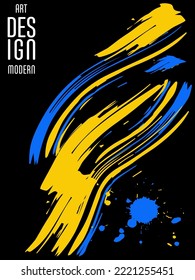 Poster with abstract lines in the colors of the flag of Ukraine. Can be used for brochures, covers, t-shirt printing
