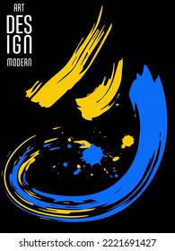 Poster with abstract lines in the colors of the flag of Ukraine. Can be used for brochures, covers, t-shirt printing
