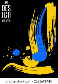 Poster with abstract lines in the colors of the flag of Ukraine. Can be used for brochures, covers, t-shirt printing
