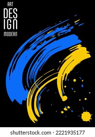 Poster with abstract lines in the colors of the flag of Ukraine. Can be used for brochures, covers, t-shirt printing
