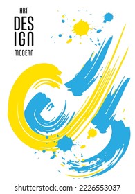 Poster with abstract lines in the colors of the flag of Ukraine. Can be used for brochures, covers, t-shirt printing