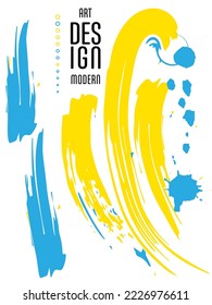 Poster with abstract lines in the colors of the flag of Ukraine. Can be used for brochures, covers, t-shirt printing