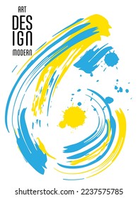 Poster with abstract lines in the colors of the flag of Ukraine. Can be used for brochures, covers, t-shirt printing
