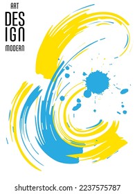 Poster with abstract lines in the colors of the flag of Ukraine. Can be used for brochures, covers, t-shirt printing
