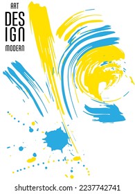 Poster with abstract lines in the colors of the flag of Ukraine. Can be used for brochures, covers, t-shirt printing
