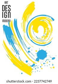 Poster with abstract lines in the colors of the flag of Ukraine. Can be used for brochures, covers, t-shirt printing
