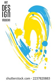 Afiche con líneas abstractas en los colores de la bandera de Ucrania. Se puede utilizar para folletos, portadas e impresión de camisetas
