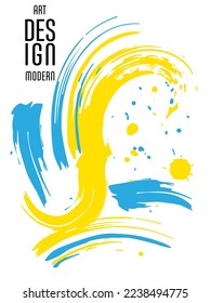 Poster with abstract lines in the colors of the flag of Ukraine. Can be used for brochures, covers, t-shirt printing
