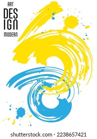 Poster mit abstrakten Linien in den Farben der Flagge der Ukraine. Kann für Broschüren, Cover, T-Shirt-Druck verwendet werden

