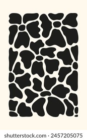 Poster mit abstrakten monochromen Zeichnung dynamische Blumen im Matisse-Stil. Moderne florale Vorlage für Innendekoration, Banner, Cover, Print, Card.