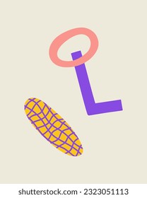 Poster mit abstrakten Formen. Handgezeichnete Elemente Kreis, Linie, Oval, Zelle, Verzeichnung. Abstrakte zeitgenössische Vektorgrafik für Kinder. Hintergrund für Dekoration, Druck, Sozialposten und Geschichten. 