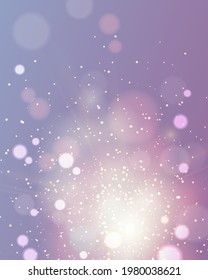 Afiche con polvo abstracto de plata, luces, nevadas. Rosa azul, violeta, azul. Ilustración vectorial para tarjeta de saludo, banner, fiesta, web, publicidad.
