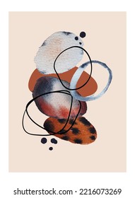 Poster with abstract watercolor blots. Vector