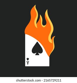 Poster with ace of spades and fire flames. Gambling, betting, casino and poker concept. Cool design.
Hand drawn vector illustration in trendy colors. Flat design