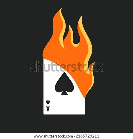 Poster with ace of spades and fire flames. Gambling, betting, casino and poker concept. Cool design.
Hand drawn vector illustration in trendy colors. Flat design