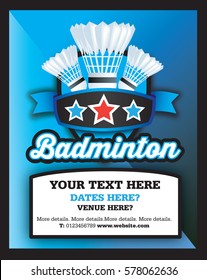 Poster Ad advertisement, marketing or promotion flyer for a badminton club or event