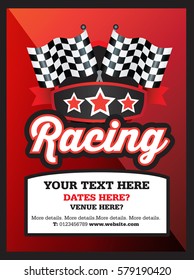 Poster Ad Advertisement, Marketing Or Promotion Flyer For A Motor Sport Racing Club Or Event