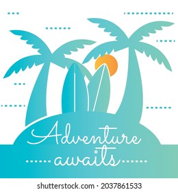 aventura de afiches espera con playa