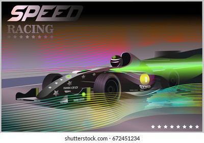  Poster advertising for cars, racing. Vector Realistic illustration. Video game poster
