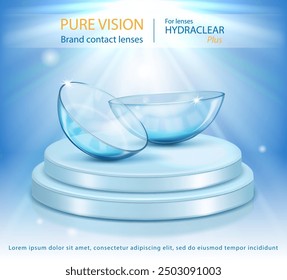 Poster advertising medical contact lenses. Vector illustration