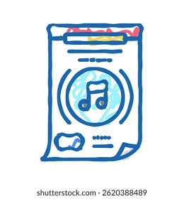 poster advertising music festival doodle icon sketch vector. poster advertising music festival sign. isolated symbol illustration