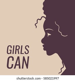 poster with african american woman saying - girls can