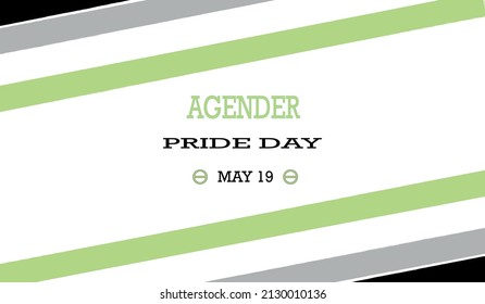Poster for Agender Pride Day to be celebrated on May 19 with the colors of the Agender flag.