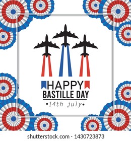 poster with airplane celebration and france decoration