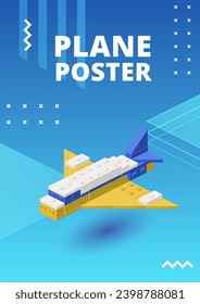 Cartel con avión para impresión y diseño. Ilustración vectorial.