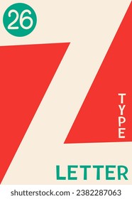 Poster with alphabet concept. Flyer, booklet and leaflet. White letter Z at red background. Typography and calligraphy. Graphic element for website. Cartoon flat vector illustration
