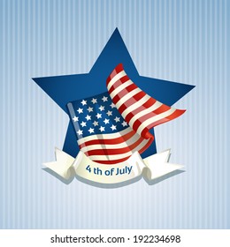 The poster with the American flag on Independence Day USA