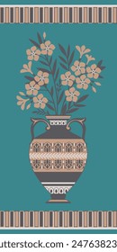 Poster with ancient Greek vase and flowers