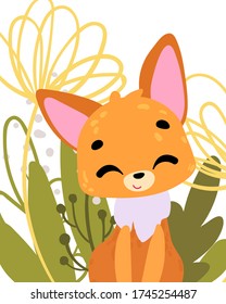 Poster with animals. Cartoon character. Vector illustration for t-shirt prints, greeting cards, posters, room decor