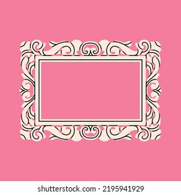 Poster with an antique vintage wood frame. Luxury design for royal or museum interiors concept. Hand drawn vector illustration. For print, postcard, invitation or packaging design.