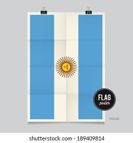 Poster of the Argentina flag. Vintage folds and shadows effects are editable thanks to different layers.