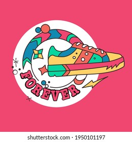 Poster art Sneakers shoes graphic design t-shirt print, vector illustration